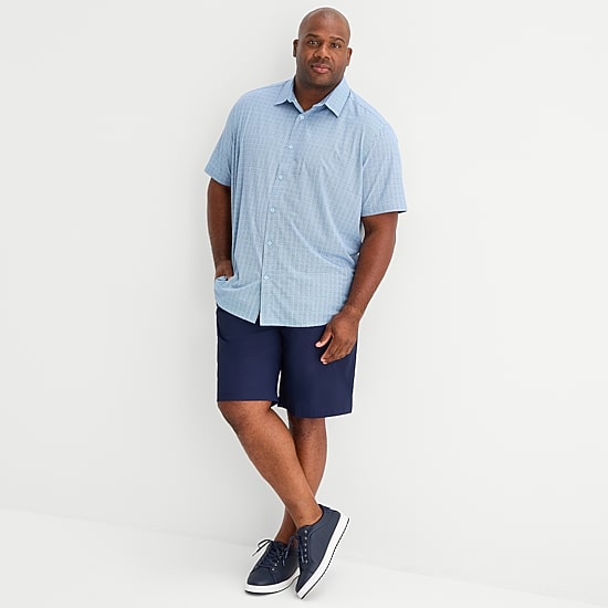 Stylus Mens Short Sleeve Regular Fit Big and Tall Button-Down Shirt