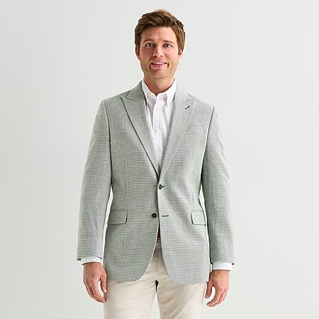 Stafford Mens Plaid Classic Fit Sport Coat, Color: Tan Blue - JCPenney