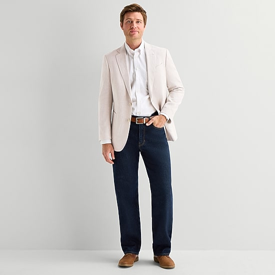 Stafford Linen Cotton Blend Mens Regular Fit Sport Coat