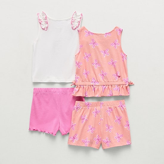 Little Lass Toddler Girls Jersey 4-pc. Short Set