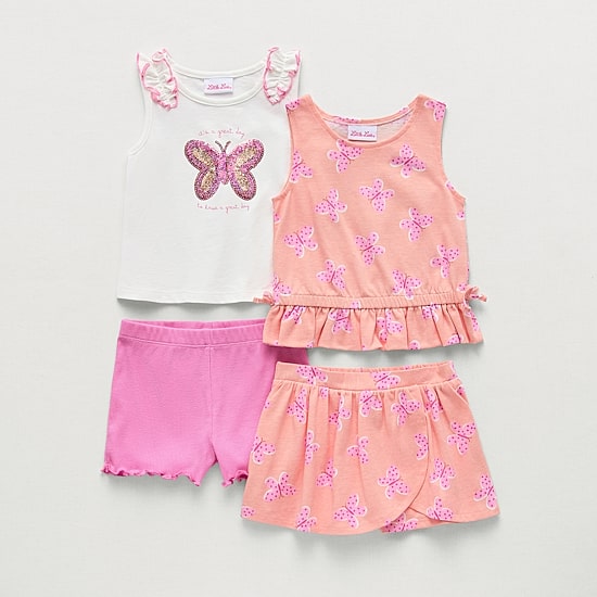 Little Lass Toddler Girls Jersey 4-pc. Short Set
