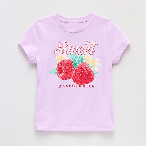 Thereabouts Little & Big Kid Girls Crew Neck Short Sleeve Classic Fit Graphic T-Shirt, Xx-small (4-5), Purple