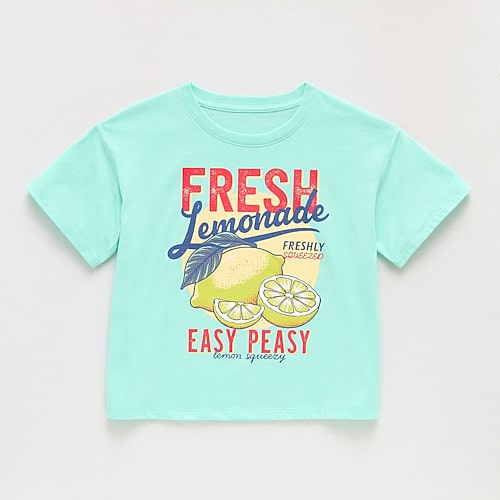 Thereabouts Little & Big Kid Girls Crew Neck Short Sleeve Boxy Fit Graphic T-Shirt, X-small (6-6x), Green