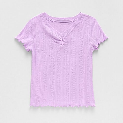 Thereabouts Little & Big Kid Girls V Neck Short Sleeve T-Shirt, X-large (16), Purple