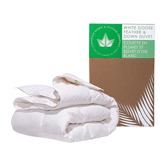 Canadian Down & Feather Company White Goose Feather & Down Duvet, Regular Weight Hypoallergenic Comforter