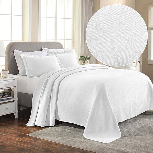 SUPERIOR Paisley Lightweight Cotton Boho Print 3-pc. Easy Care Bedspread Set, One Size, White