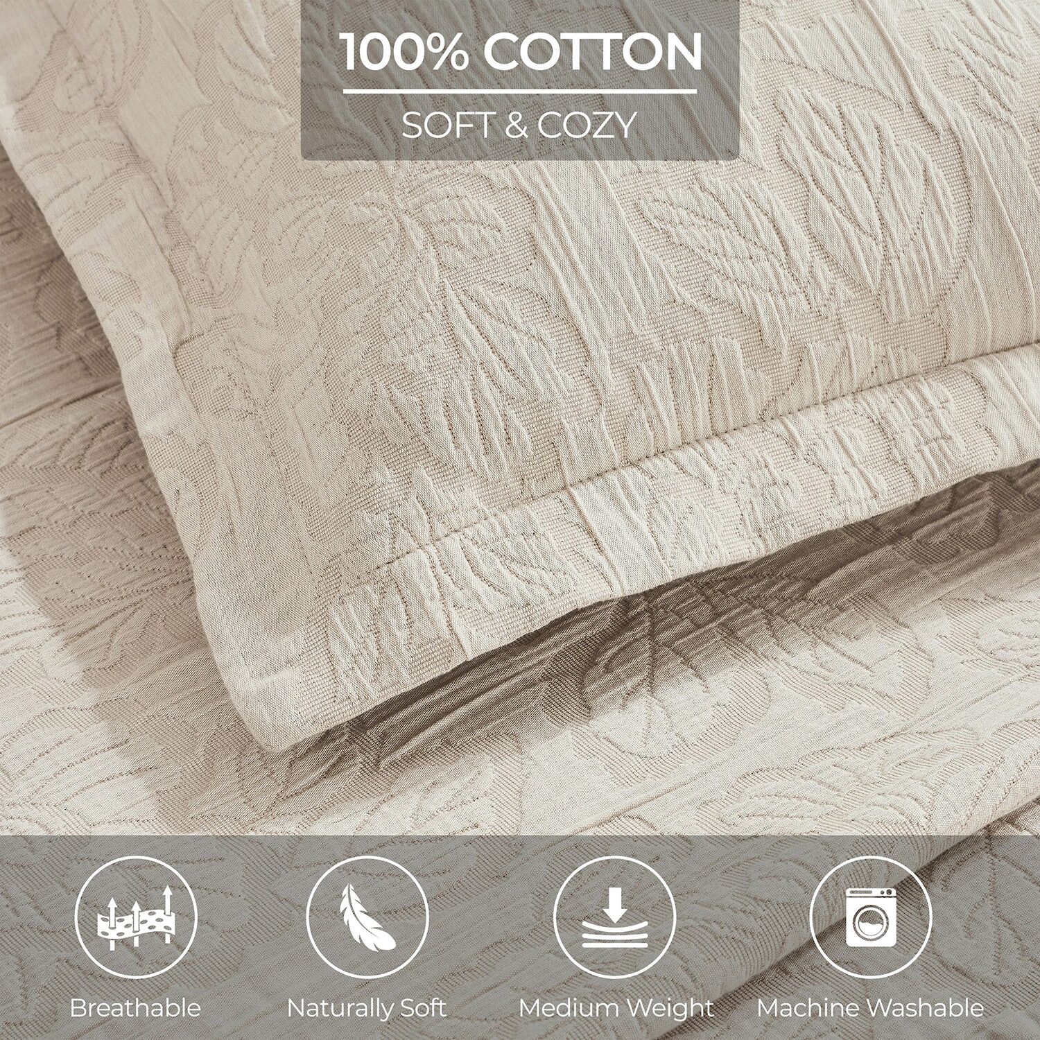SUPERIOR® Hibiscus Matelasse Cotton Tropical Floral Bedspread