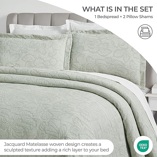 SUPERIOR® Hibiscus Matelasse Cotton Tropical Floral Bedspread