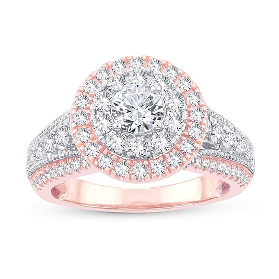 Womens 1 1/2 CT. T.W. Natural White Diamond 10K Gold 10K Rose Gold Round Engagement Ring