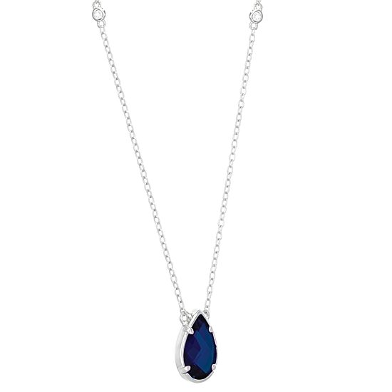 Womens Lab Created Blue Sapphire Sterling Silver 18 Inch Pendant Necklace