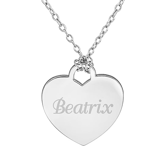 Personalized Sterling Silver Name Heart Pendant Necklace