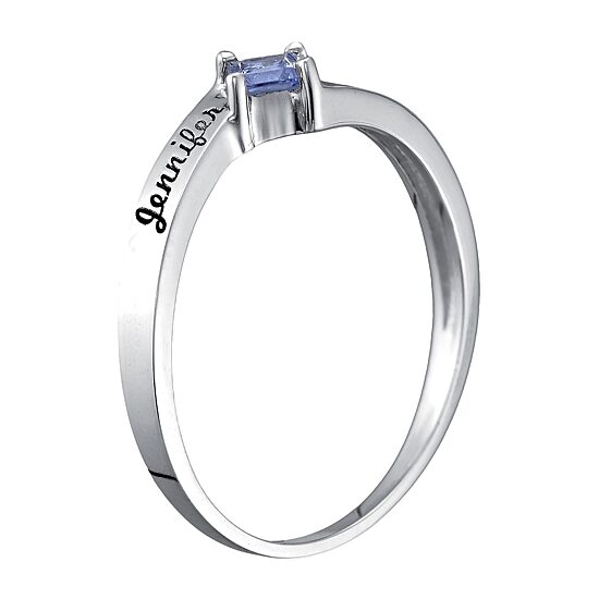Personalized Womens Simulated Sterling Silver Square Stackable Ring