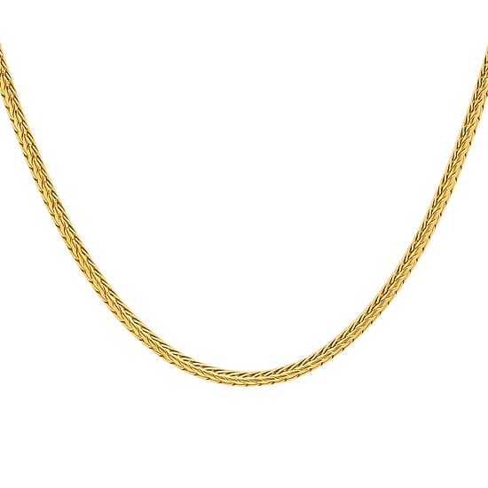 Steeltime Mens 18K Gold Over Stainless Steel Hypoallergenic 24 Inch Wheat Chain Necklace