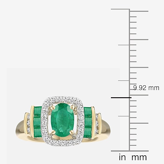 Genuine Gemstone & 1/7 CT. T.W. Diamond 10K Gold Oval Cocktail Ring