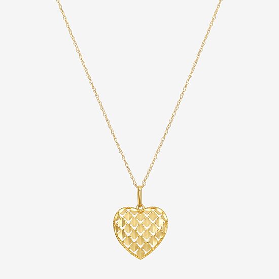 Womens 10K Gold Heart 18 Inch Pendant Necklace
