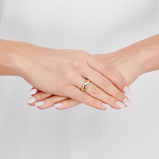 Womens 4MM 14K Gold Round Band