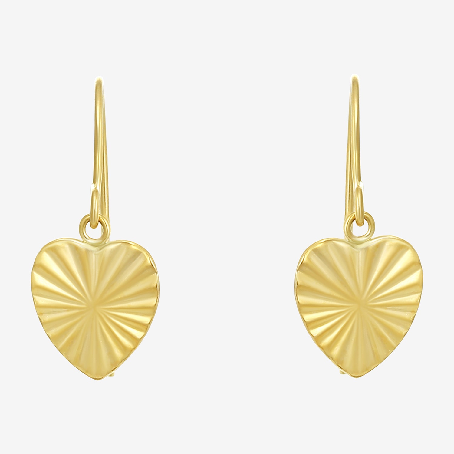 Womens 14K Gold Heart Drop Earrings