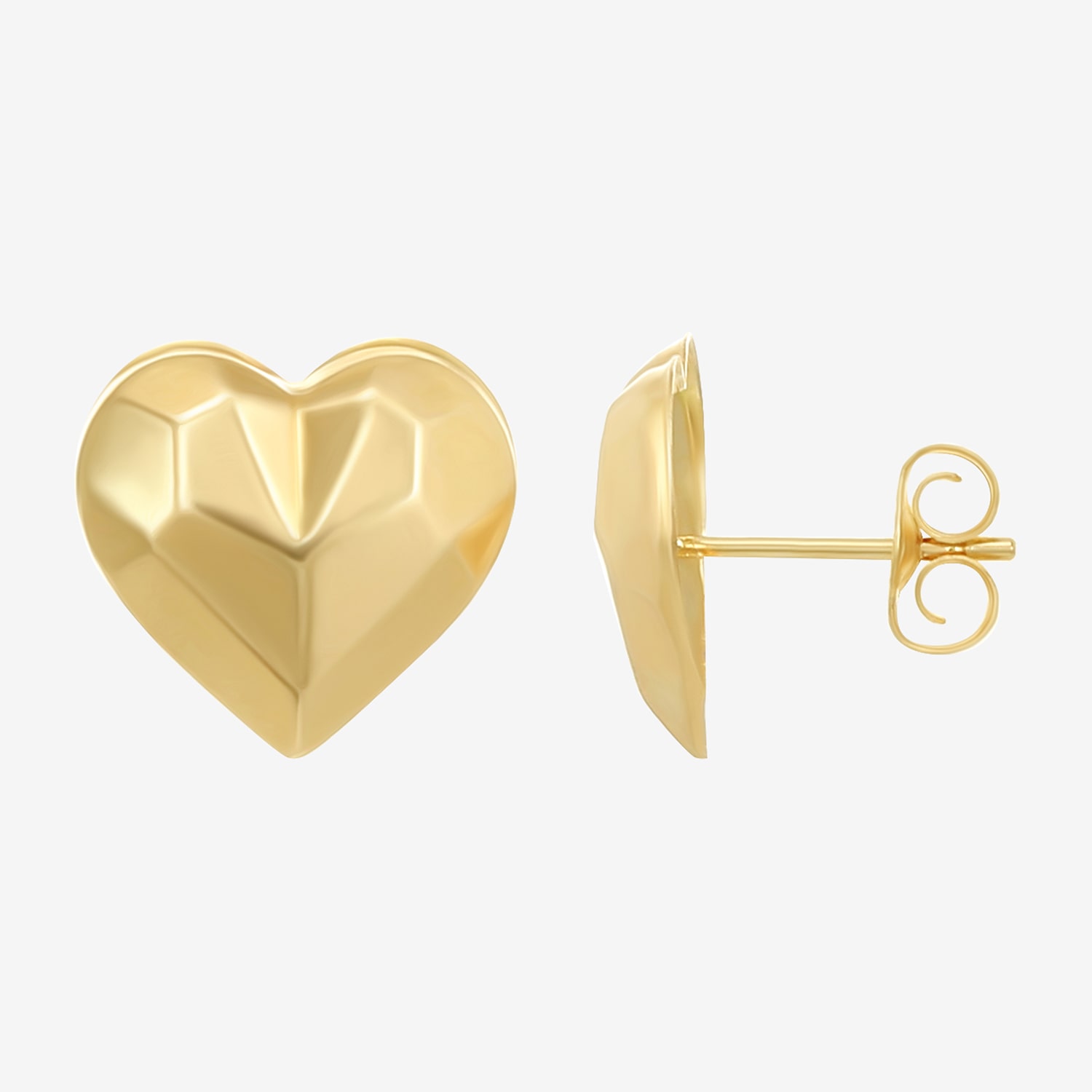 14K Gold 10.9mm Heart Stud Earrings