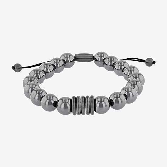 Mens Genuine Gray Hematite Beaded Bracelet