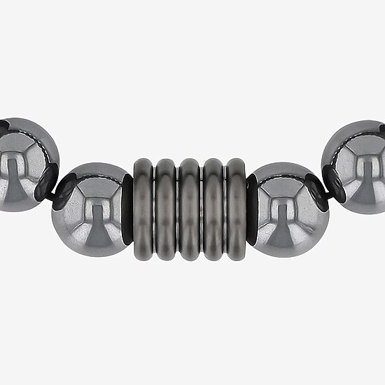 Mens Genuine Gray Hematite Beaded Bracelet
