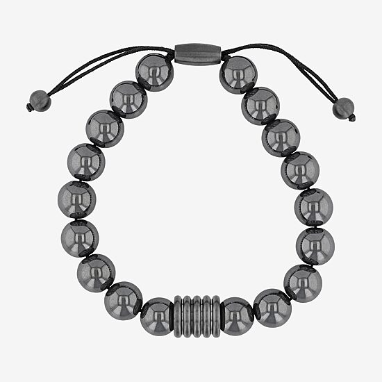 Mens Genuine Gray Hematite Beaded Bracelet