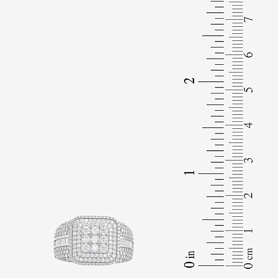 Mens Cubic Zirconia Sterling Silver Square Fashion Ring