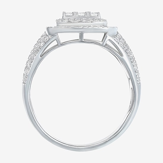 Mens Cubic Zirconia Sterling Silver Square Fashion Ring