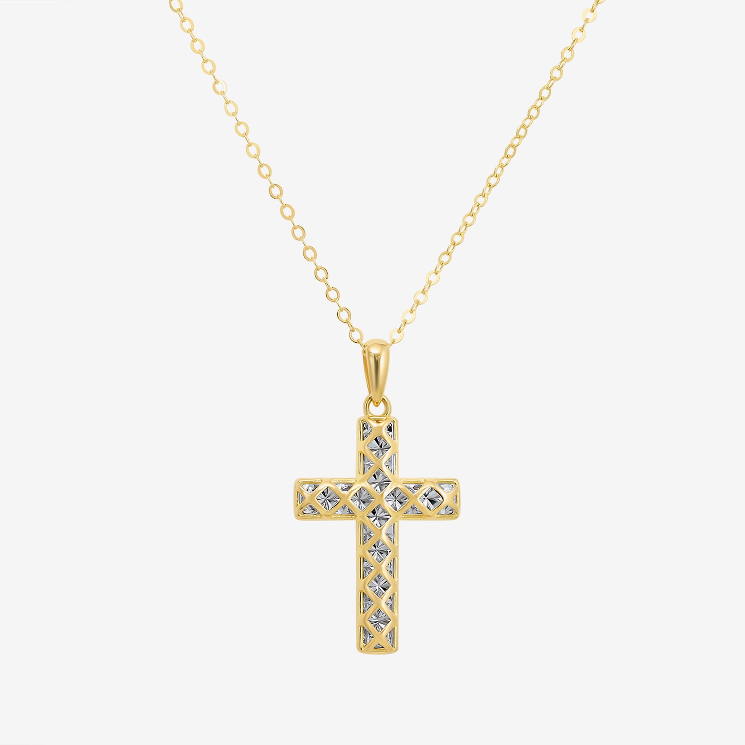 Womens Sterling Silver Cross 18 Inch Pendant Necklace