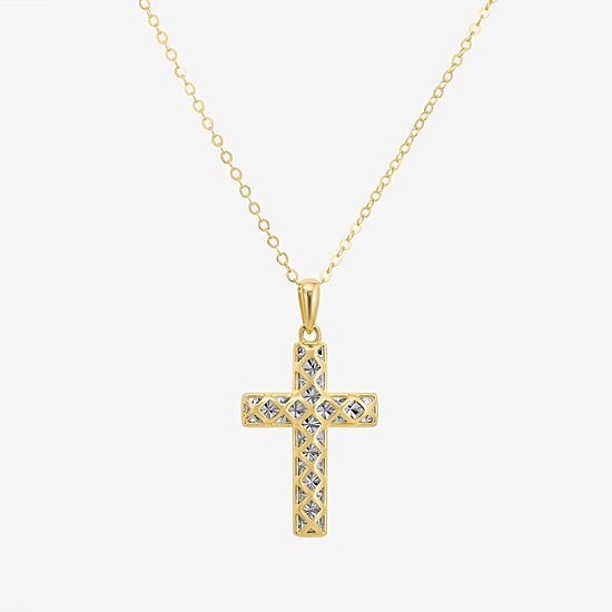 Womens Sterling Silver Cross 18 Inch Pendant Necklace