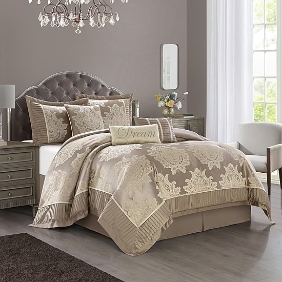 Stratford Park Thess 7pc Damask + Scroll Lightweight Comforter Set