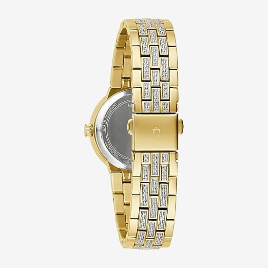 Bulova Womens Crystal Accent Gold Tone Stainless Steel 2-pc. Watch Boxed Set 98x133