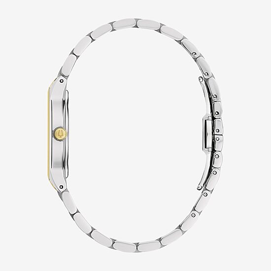 Bulova Womens Diamond Accent Two Tone Stainless Steel Bracelet Watch 98p224