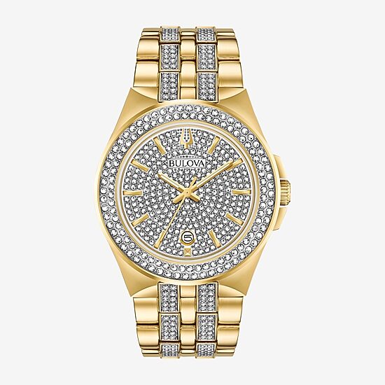 Bulova Mens Crystal Accent Two Tone Stainless Steel 2-pc. Watch Boxed Set 98k102