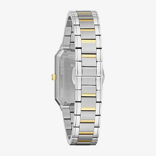 Bulova Womens Diamond Accent Two Tone Stainless Steel Bracelet Watch 98p209