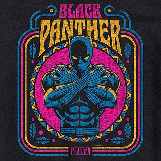 Womens Juniors Crew Neck Short Sleeve Regular Fit Black Panther Marvel Graphic T-Shirt