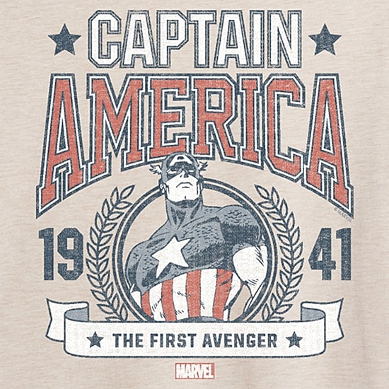 Womens Juniors Crew Neck Short Sleeve Regular Fit Captain America Marvel Graphic T-Shirt