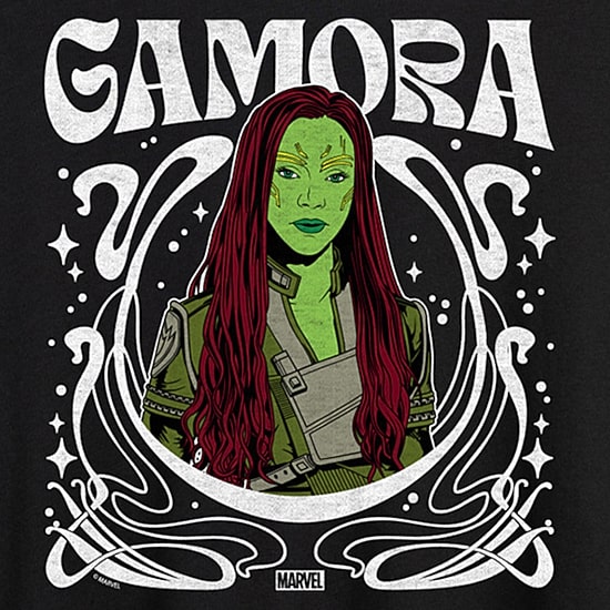 Gamora Womens Juniors Crew Neck Short Sleeve Regular Fit Guardians of the Galaxy Marvel Graphic T-Shirt
