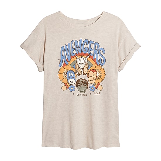 Womens Juniors Crew Neck Short Sleeve Regular Fit Avengers Marvel Graphic T-Shirt