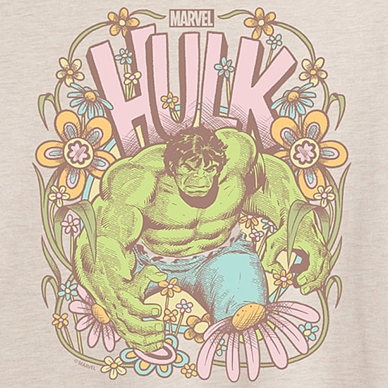 Womens Juniors Crew Neck Short Sleeve Regular Fit Hulk Marvel Graphic T-Shirt