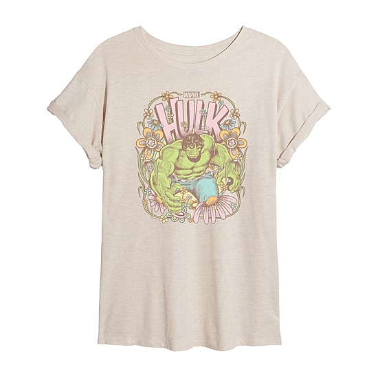 Womens Juniors Crew Neck Short Sleeve Regular Fit Hulk Marvel Graphic T-Shirt