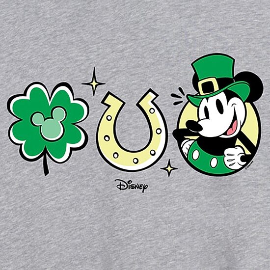 Disney Shamrock And Luck Tee Womens Juniors Crew Neck Short Sleeve Regular Fit Mickey and Friends Graphic T-Shirt
