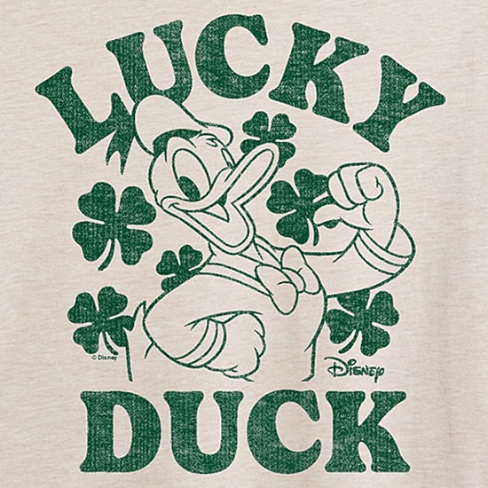 Disney Donald Duck Lucky Duck Tee Womens Juniors Crew Neck Short Sleeve Regular Fit Mickey and Friends Graphic T-Shirt