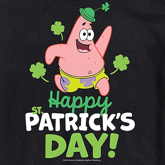 Squarepants Happy Patrick'S Day Tee Womens Juniors Crew Neck Short Sleeve Regular Fit Spongebob Graphic T-Shirt