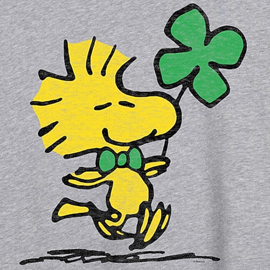 Woodstock Shamrock Tee Womens Juniors Crew Neck Short Sleeve Regular Fit Peanuts Snoopy Graphic T-Shirt