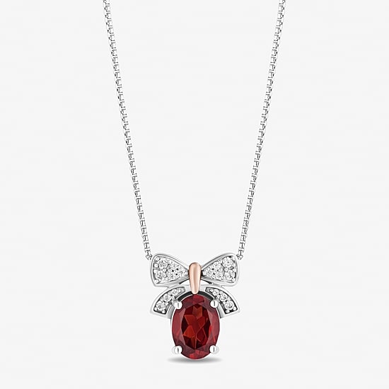 Womens 1/10 CT. T.W. Genuine Red Garnet 14K Rose Gold Over Silver Sterling Silver Oval 18 Inch Pendant Necklace
