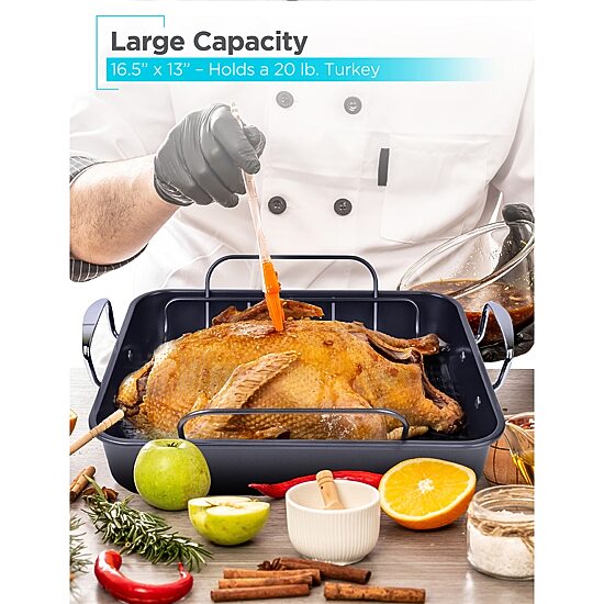 Black+Decker 16.5"x13" Non-Stick Roasting Pan with Rack