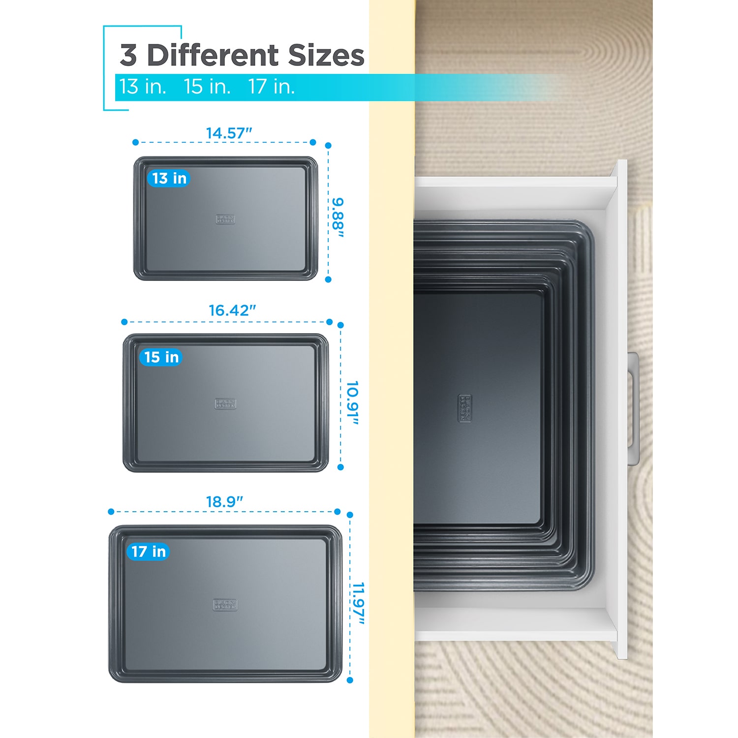 Black+Decker 3-pc. Non-Stick Cookie Sheet
