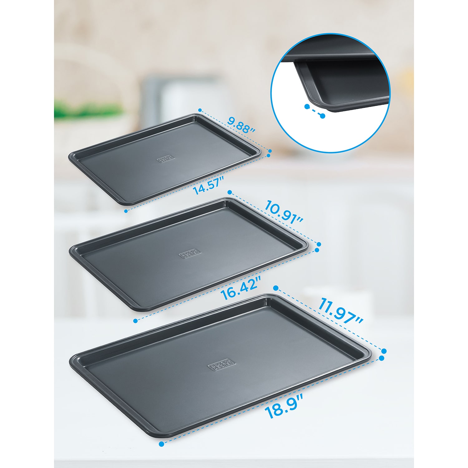 Black+Decker 3-pc. Non-Stick Cookie Sheet