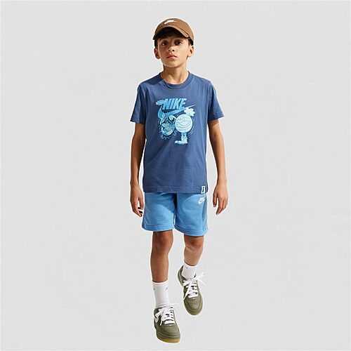 Nike Big Kid Unisex Crew Neck Short Sleeve Regular Fit Graphic T-Shirt, Large, Blue