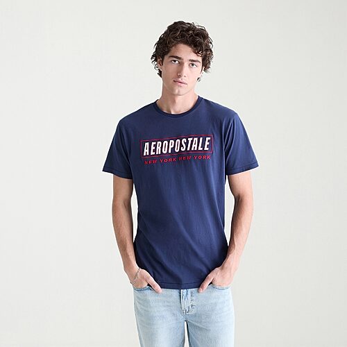 Aéropostale Mens Crew Neck Short Sleeve Classic Fit Graphic T-shirt In Blue